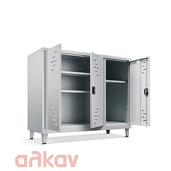 Τρίφυλλη Κοντή Μεταλλική Ντουλάπα Εξωτερικού Χώρου 100x120x40